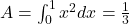 A = \int_0^1 x^2 dx = \frac{1}{3}